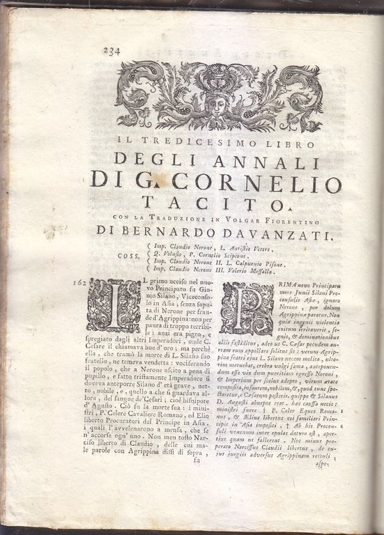 OPERE DI CORNELIO TACITO con traduzione Bernardo Davanzati 1755 2 …