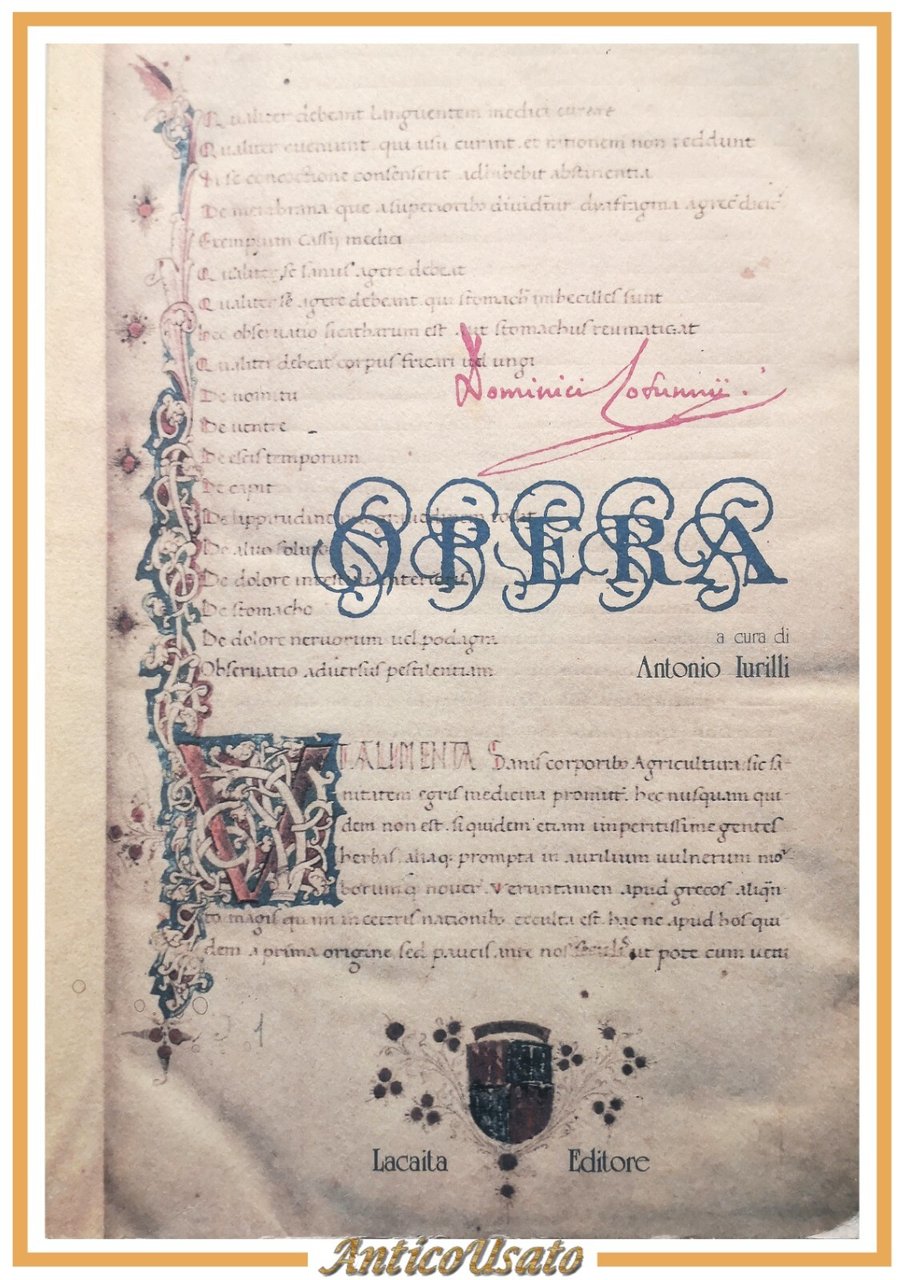 OPERE di Domenico Cotugno a cura Antonio Iurilli 1986 Lacaita …