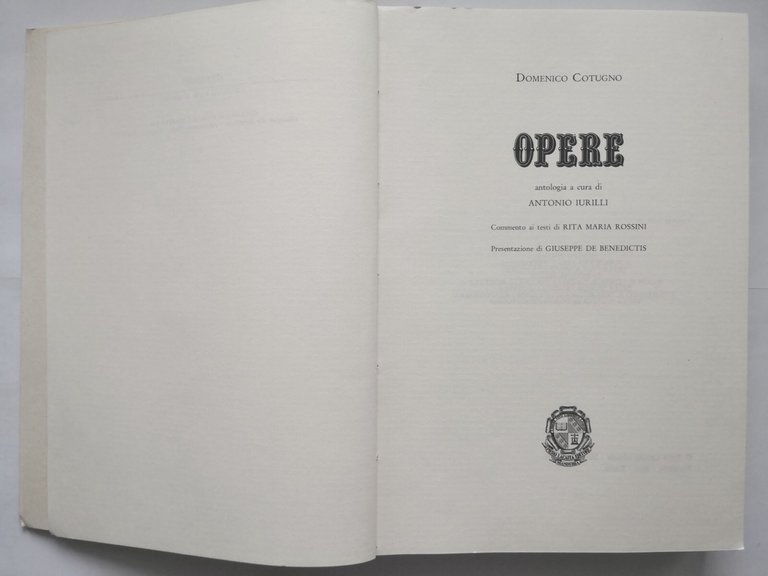 OPERE di Domenico Cotugno a cura Antonio Iurilli 1986 Lacaita …