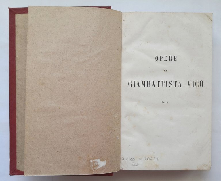 OPERE DI GIAMBATTISTA VICO 7 libri in 3 volumi 1859 …