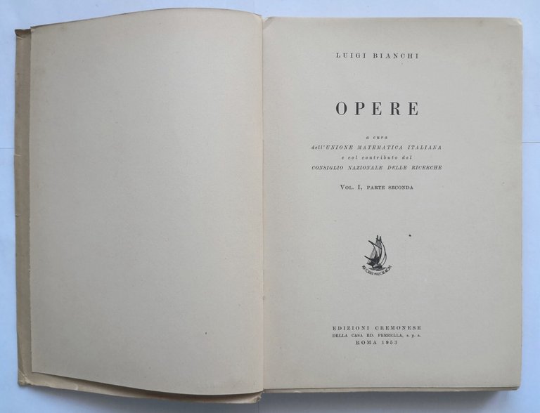 OPERE di Luigi Bianchi volume 1 Libro I e II …
