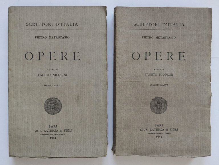 OPERE di Pietro Metastasio 4 volumi a cura Nicolini 1912-14 …