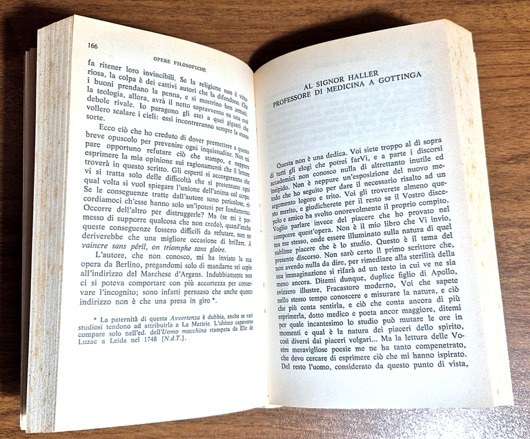 OPERE FILOSOFICHE di Julien Offroy de la Mettrie 1978 Laterza …