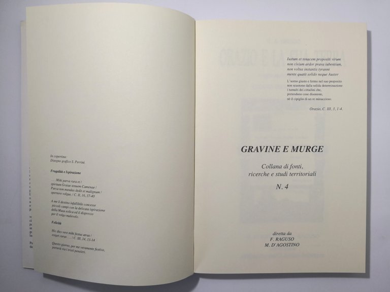 ORAZIO E LA SUA TERRA di Sirago 1991 saggio storico …