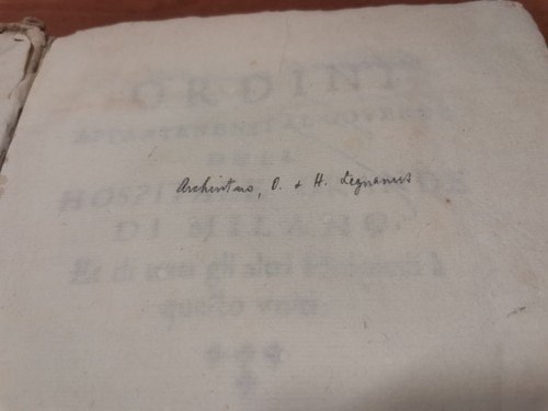 ORDINI APPARTENENTI AL GOVERNO DELL'HOSPITALE GRANDE DI MILANO 1642 Libro …
