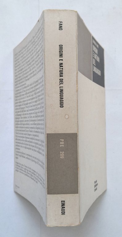 ORIGINI E NATURA DEL LINGUAGGIO di Giorgio Fano 1973 Einaudi …