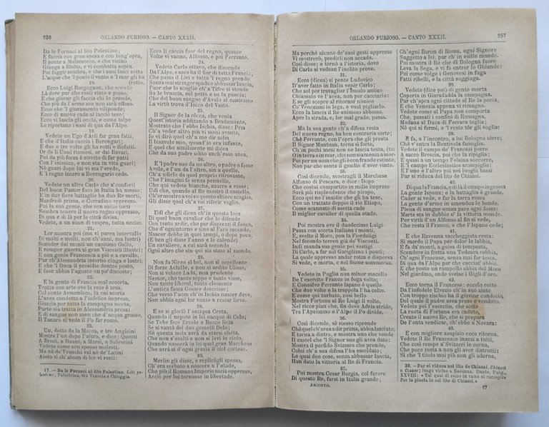 ORLANDO FURIOSO di Ludovico Ariosto 1890 Barbera Libro ad uso …
