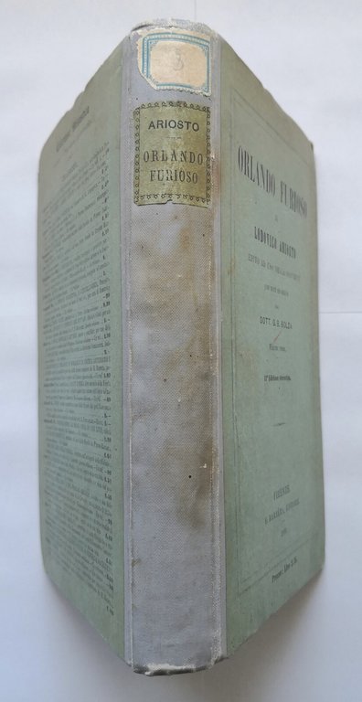 ORLANDO FURIOSO di Ludovico Ariosto 1890 Barbera Libro ad uso …