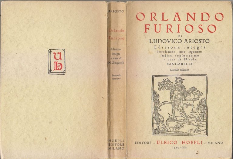 ORLANDO FURIOSO di Ludovico Ariosto 1943 Hoepli edizione integra in …