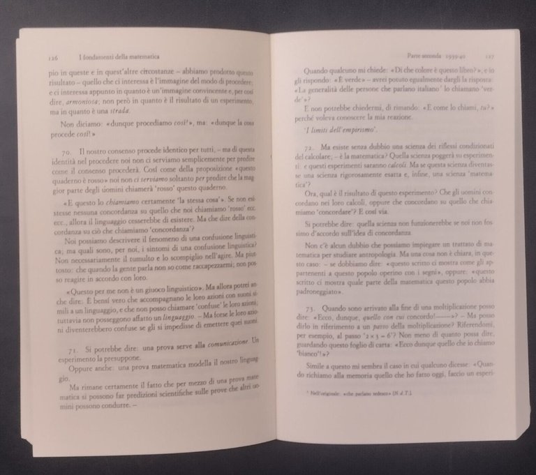 OSSERVAZIONI SOPRA I FONDAMENTI DELLA MATEMATICA di Wittgenstein 1988 Libro