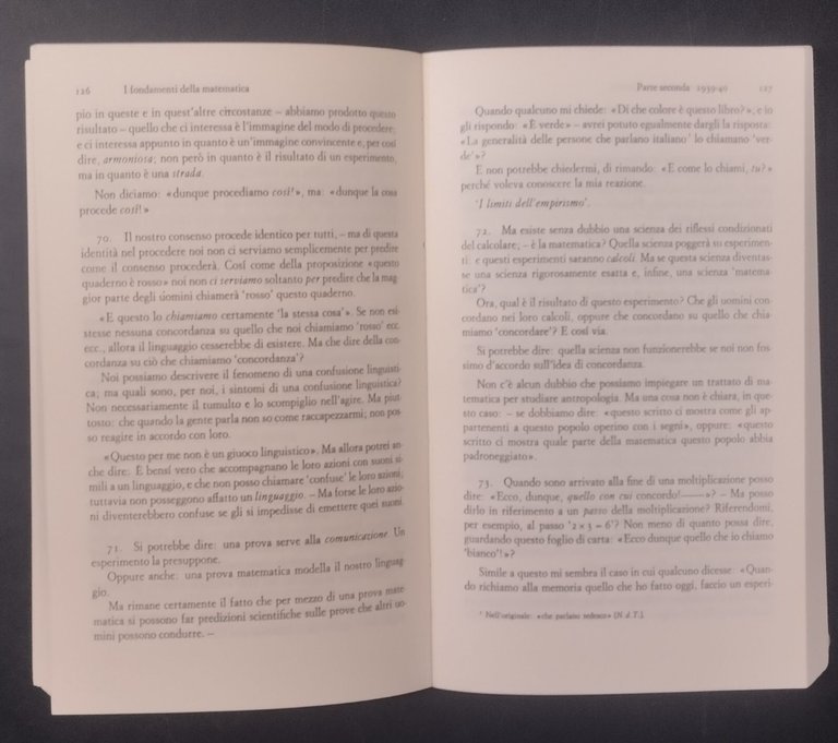 OSSERVAZIONI SOPRA I FONDAMENTI DELLA MATEMATICA di Wittgenstein 1988 Libro