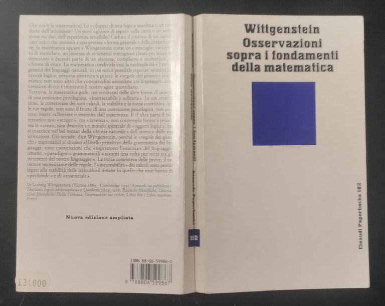 OSSERVAZIONI SOPRA I FONDAMENTI DELLA MATEMATICA di Wittgenstein 1988 Libro