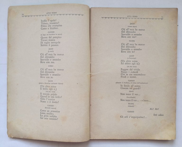 OTELLO di Arrigo Boito Giuseppe Verdi libretto d'opera Ricordi 1927 …