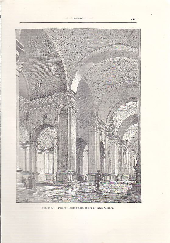 Padova Interno Della Chiesa Di Santa Giustina incisione originale 1902 …