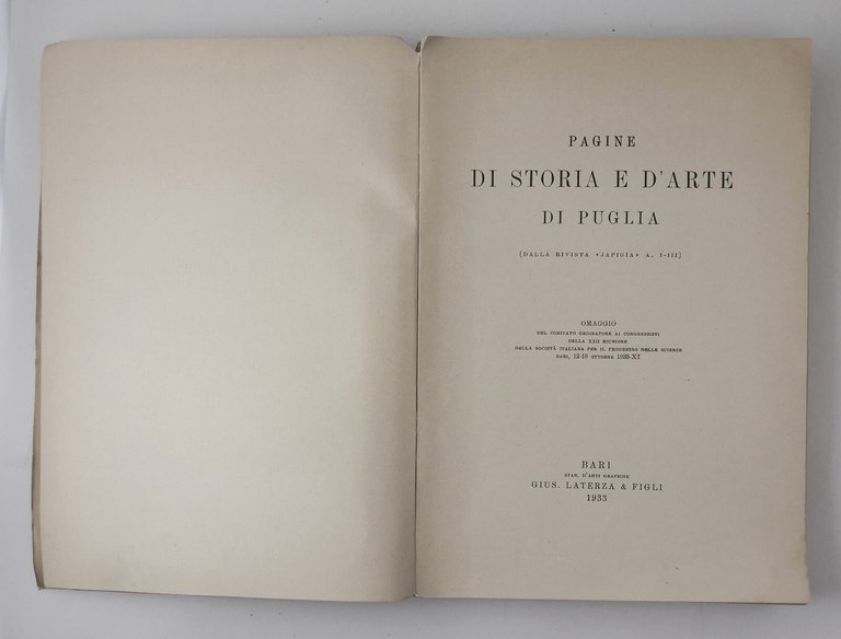 PAGINE DI STORIA E D'ARTE DI PUGLIA 1933 Laterza dalla …