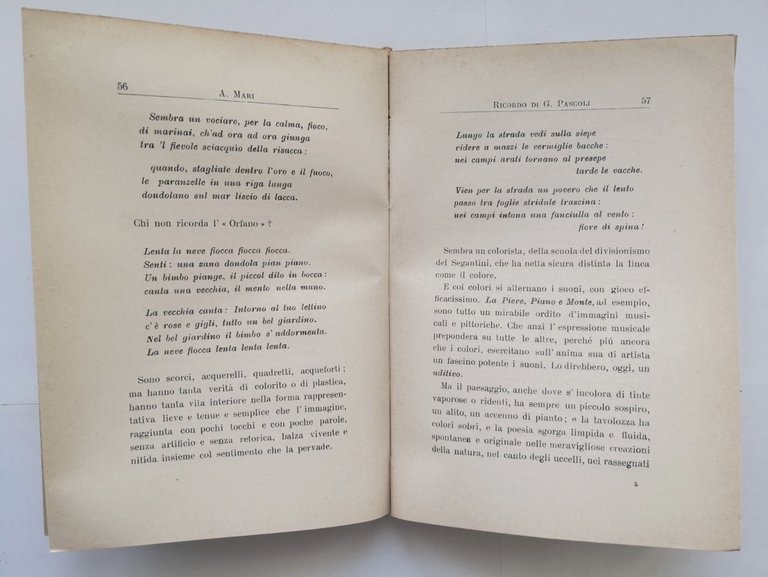 PAGINE LETTERARIE studi e discorsi di Antonino Mari 1932 Pansini …