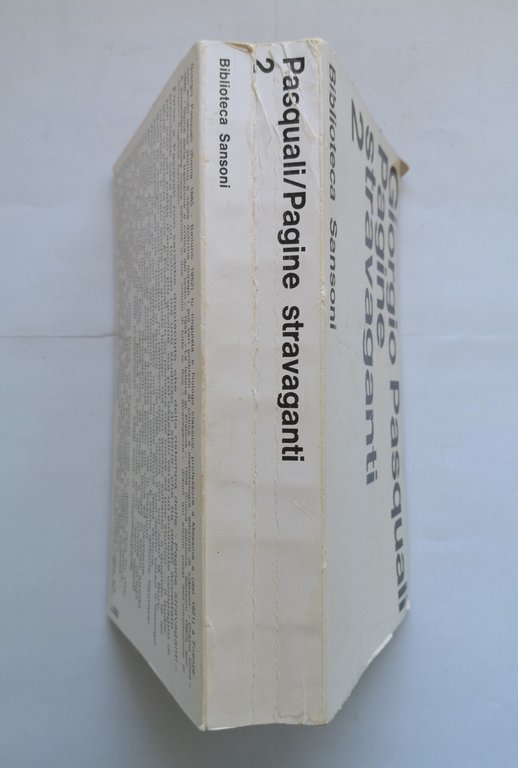 PAGINE STRAVAGANTI di Giorgio Pasquali volume 2 1968 Sansoni Libro