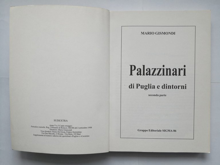 PALAZZINARI DI PUGLIA E DINTORNI Mario Gismondi parte II 1993 …