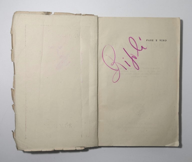 PANE E VINO di Ignazio Silone 1944 Jonathan Cape Libro …