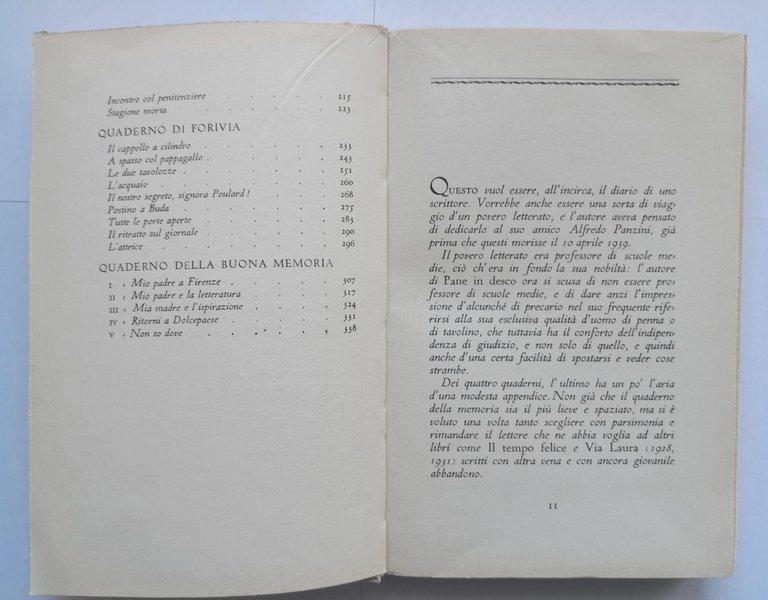 PANE IN DESCO di Marino Moretti 1940 Mondadori Libro pensieri …