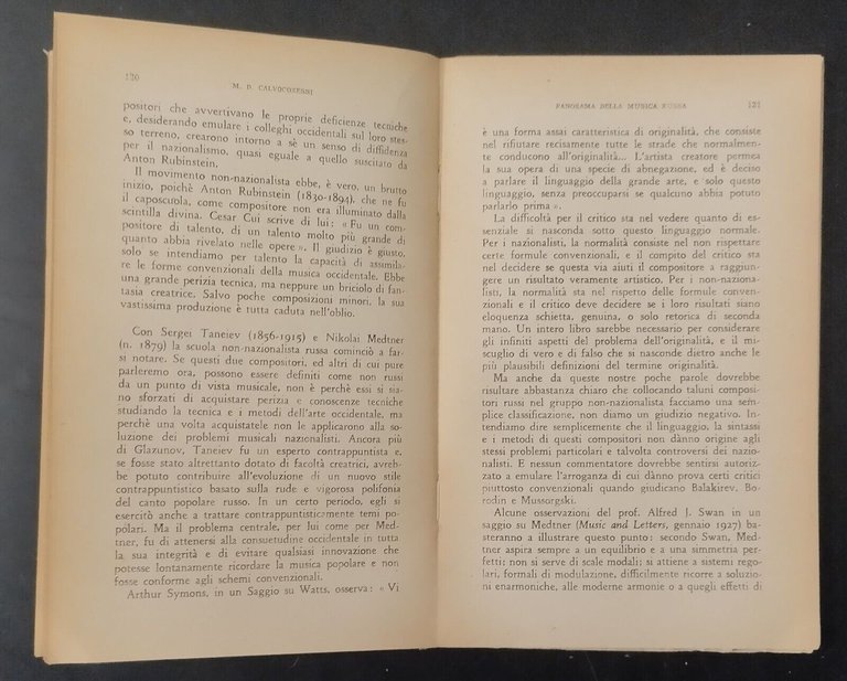 PANORAMA DELLA MUSICA RUSSA di Michael Calvocoressi 1947 Tarantola Libro
