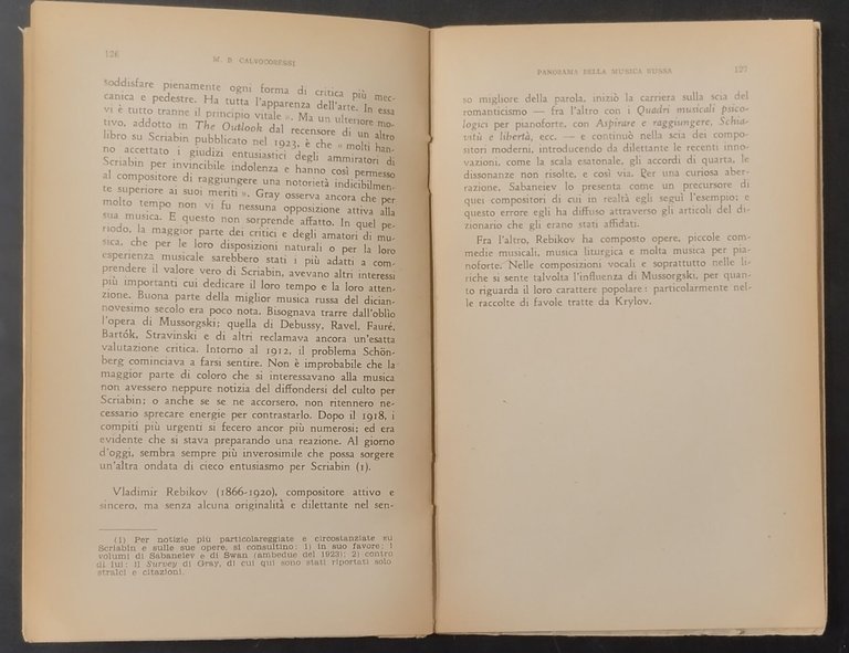 PANORAMA DELLA MUSICA RUSSA di Michael Calvocoressi 1947 Tarantola Libro