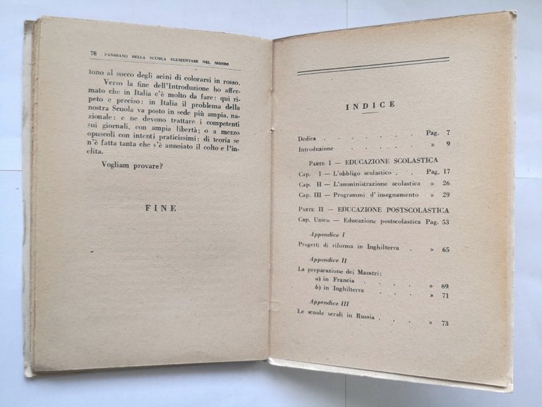 PANORAMI DELLA SCUOLA ELEMENTARE NEL MONDO di Anselmo Freddi 1947 …