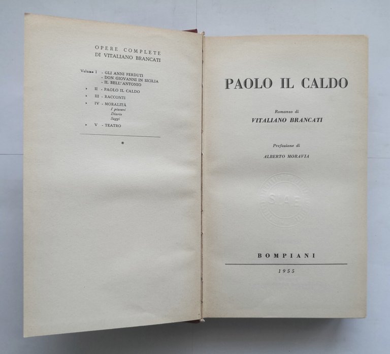 PAOLO IL CALDO di Vitaliano Brancati 1955 Bompiani libro II …