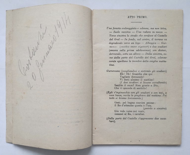 PARSIFAL dramma mistico in 3 atti di Riccardo Wagner 1914 …