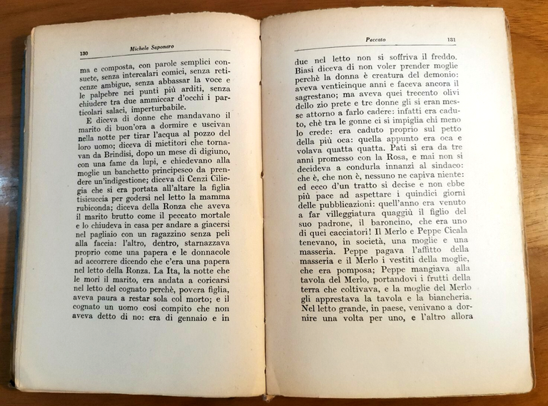 PECCATO di Michele Saponaro 1932 Arnoldo Mondadori Editore Libro romanzo