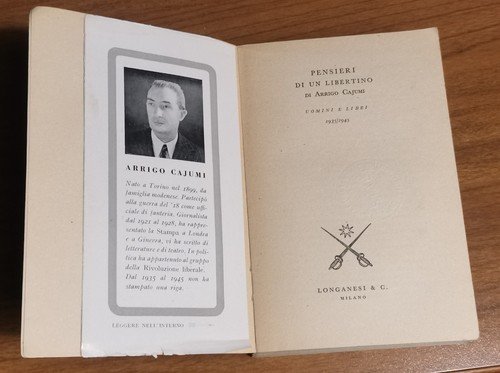 PENSIERI DI UN LIBERTINO di Arrigo Cajumi 1947 libro romanzo …