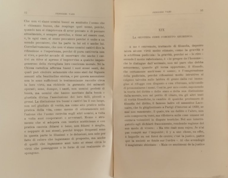 PENSIERI VARI di Benedetto Croce 1943 Laterza Libro I edizione