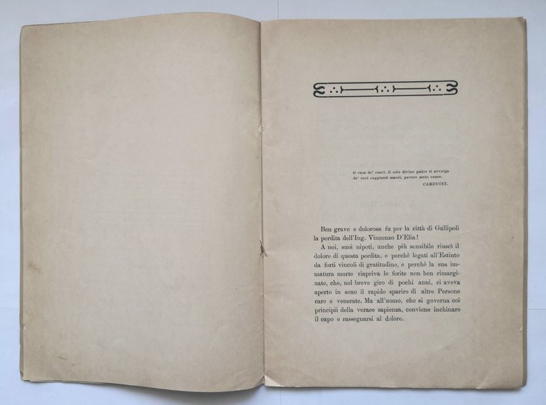 PER L'INGEGNERE VINCENZO D'ELIA ELOGIO NEL I ANNIVERSARIO DELLA MORTE …