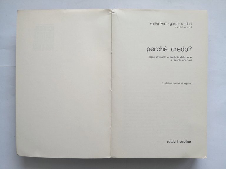 PERCHÈ CREDO di Walter Kern Gunter Stachel 1969 edizioni Paoline …