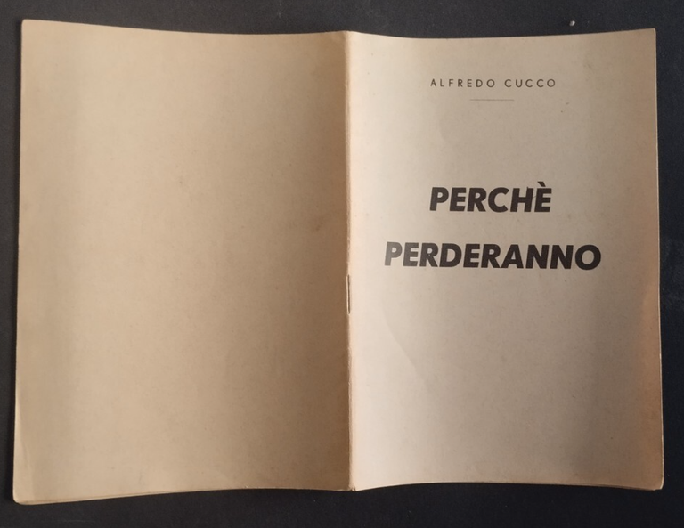 PERCHÈ PERDERANNO di Alfredo Cucco Europa Libro anni '40 2 …