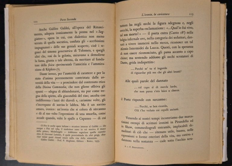 PERCHÈ RIDIAMO COMICITÀ SATIRA UMORISMO di Francesco Bernardini 1934 Hoepli …