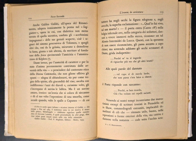 PERCHÈ RIDIAMO COMICITÀ SATIRA UMORISMO di Francesco Bernardini 1934 Hoepli …