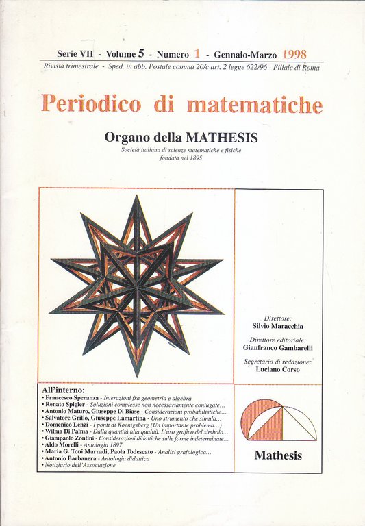 PERIODICO DI MATEMATICHE 1998 annata completa 3 volumi organo mathesis …