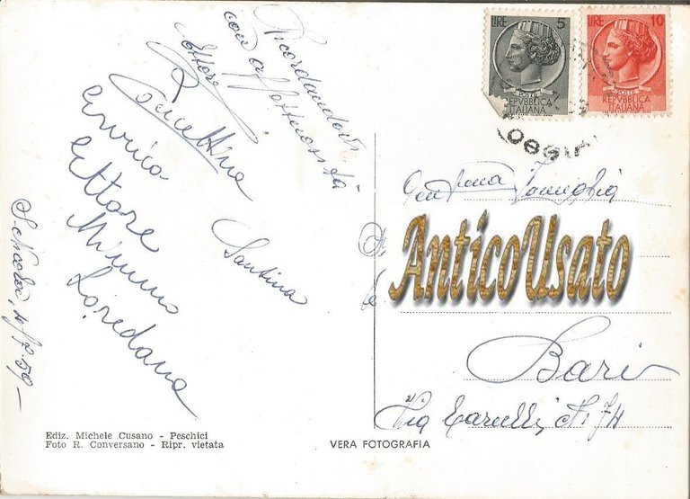 PESCHICI LA RUPE CARTOLINA 1959 Viaggiata Foggia Vintage