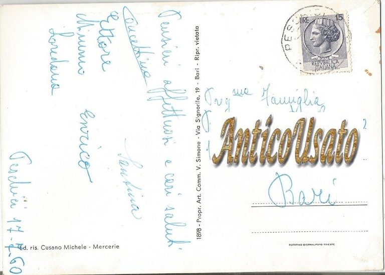 PESCHICI PANORAMA DA MONTE PUCCI CARTOLINA 1960 Viaggiata Foggia Vintage