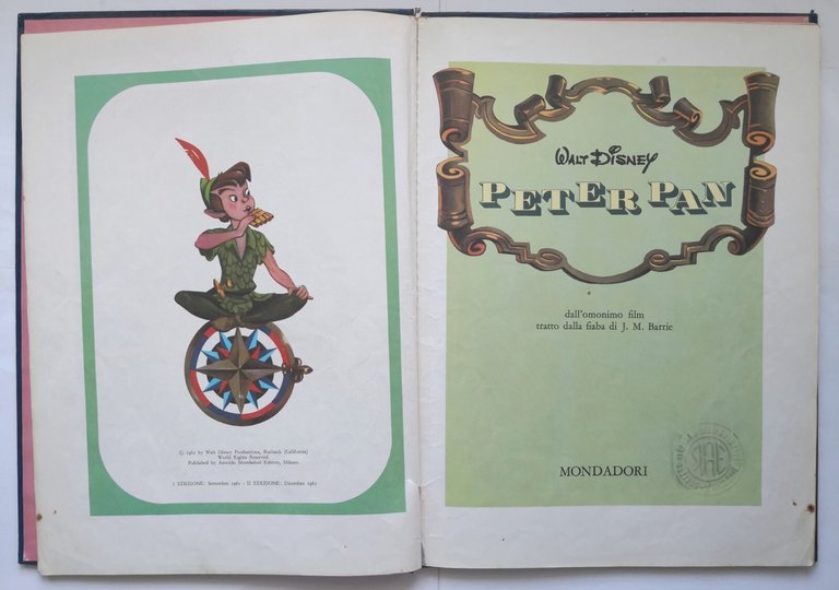 PETER PAN di Walt Disney 1965 Mondadori Libro illustrato infanzia …