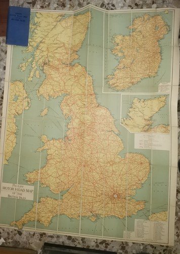 PHILIPS MOTOR ROAD MAP OF THE BRITISH ISLES Mappa Vintage …