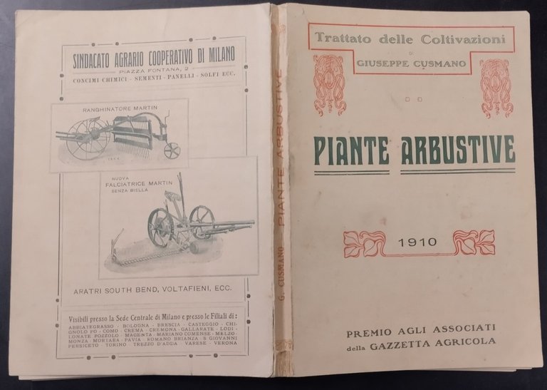 PIANTE ARBUSTIVE Trattato delle coltivazioni di Giuseppe Cusumano 1910 Libro