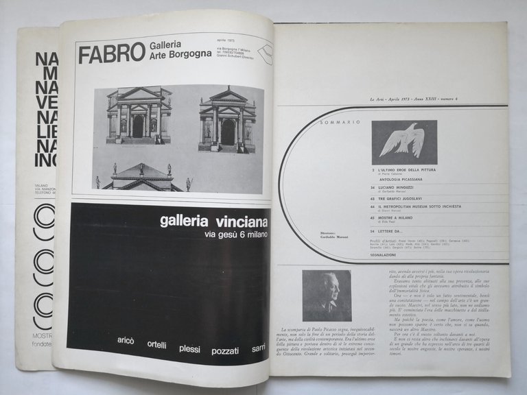 PICASSO - LE ARTI Numero 4 aprile 1973 Grafiche Editoriali …