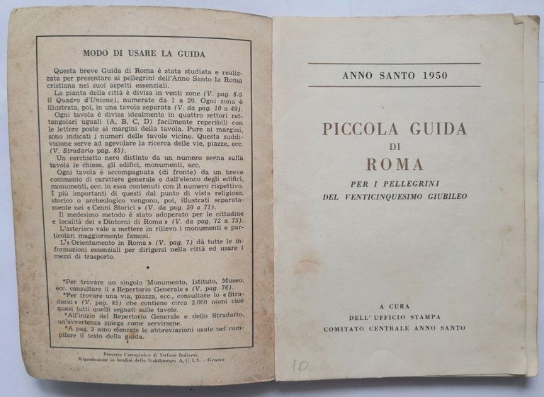 PICCOLA GUIDA DI ROMA 1950 Ufficio Stampa Comitato Centrale Anno …