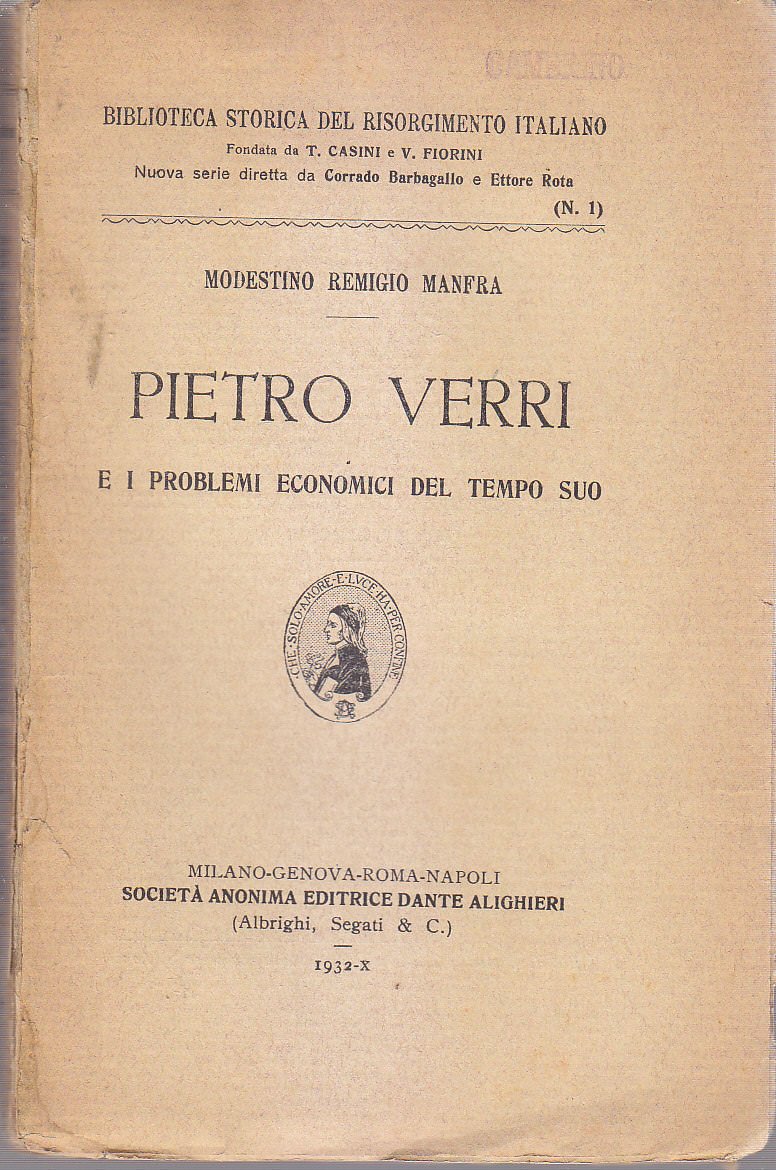 PIETRO VERRI E I PROBLEMI ECONOMICI DEL TEMPO SUO di …
