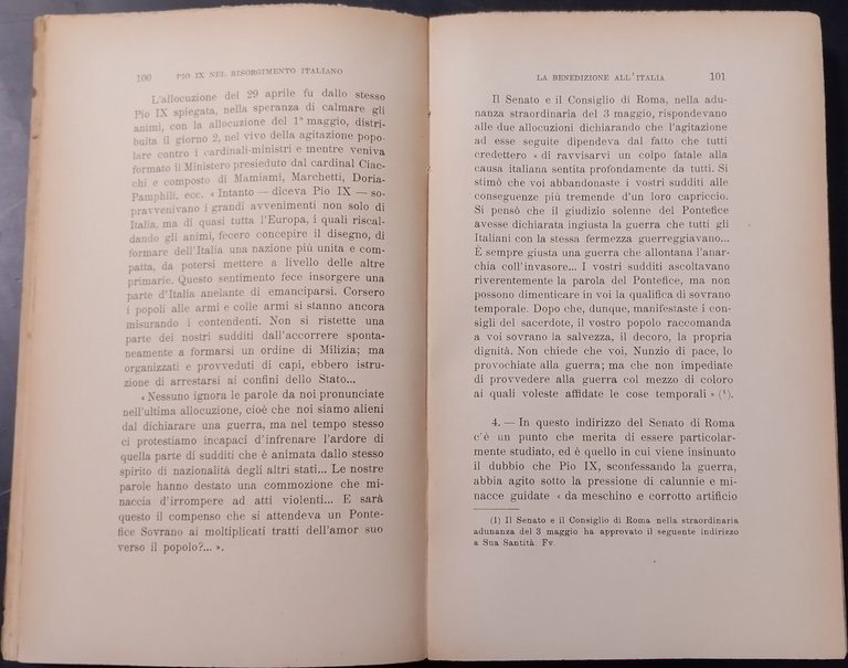 PIO IX NEL RISORGIMENTO MODERNO Di Antonio Monti 1928 Laterza …