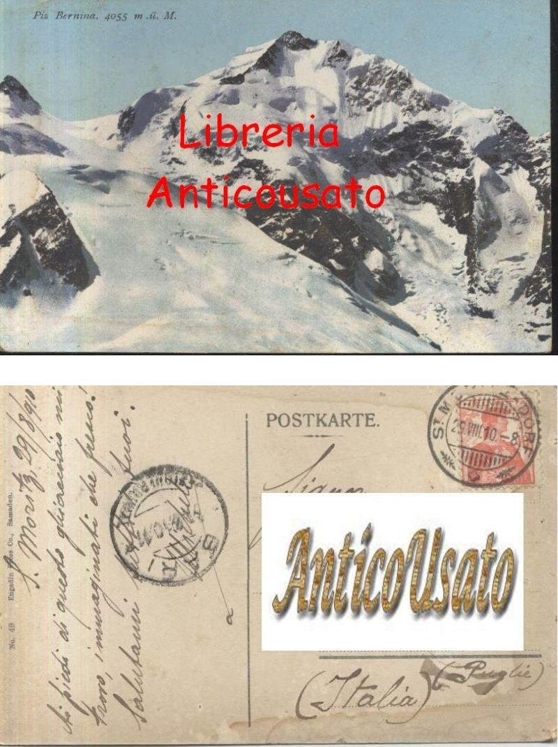 PIZ BERNINA PIZZO Cartolina Viaggiata 29/08/1910 Originale Carte Postale d'epoca