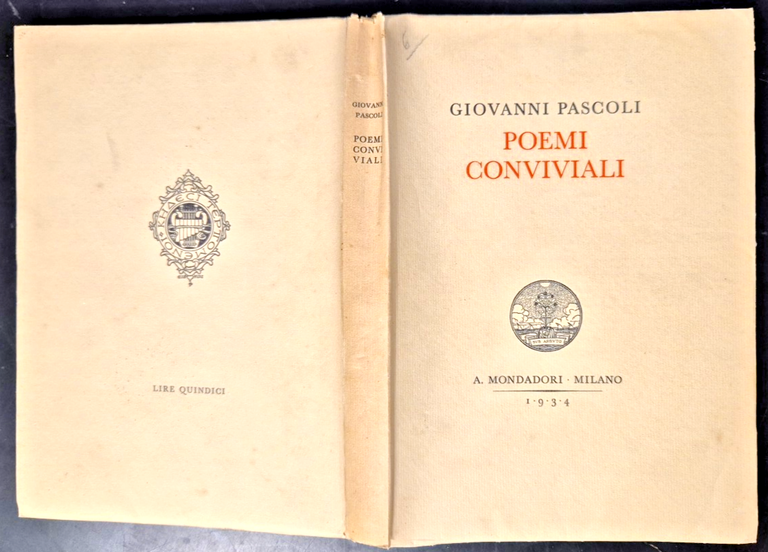 POEMI CONVIVIALI di Giovanni Pascoli 1934 Mondadori Libro poesie