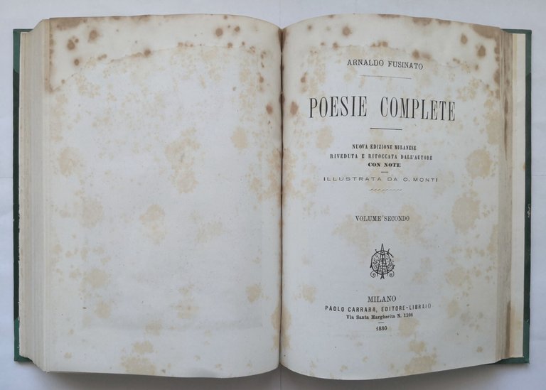 POESIE COMPLETE di Arnaldo Fusinato volume 1 e 2 1880 …